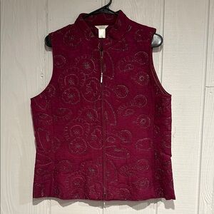 Christopher & Bank Burgundy Embroidered 100% Raw Silk Vest